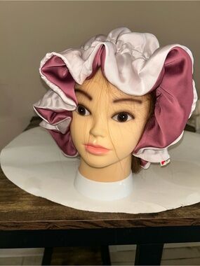 Reversible silk bonnet - Dusty Rose & Pale Pink